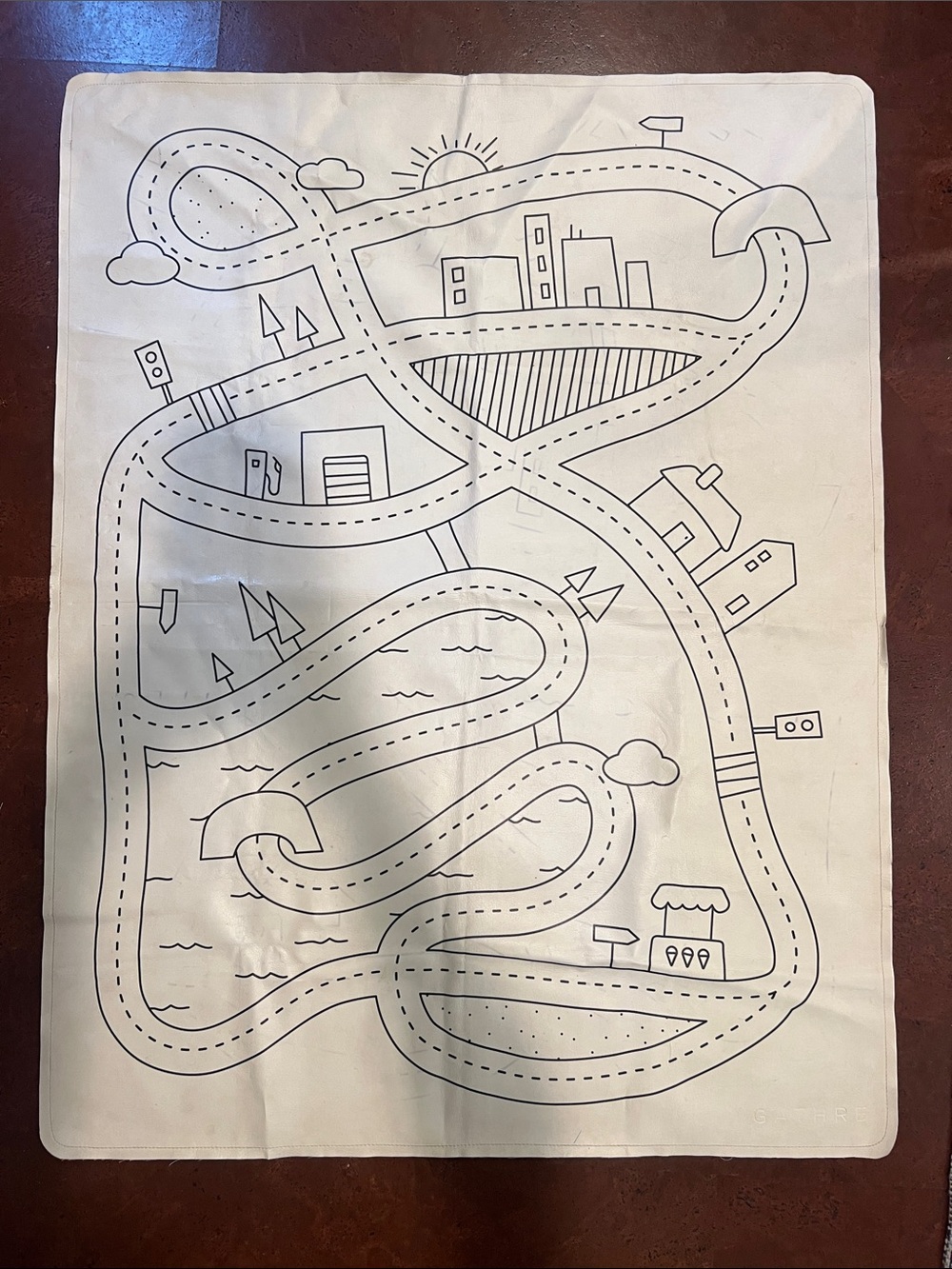 Gathre Kids Play Mat with Road Map Design - Cream and Black